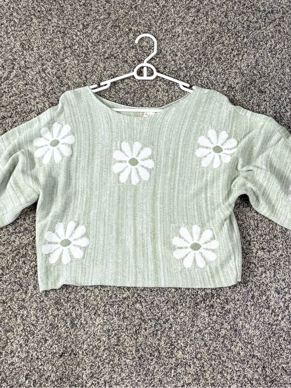 Altar'd State Mint Green Daisy Crewneck Sweater